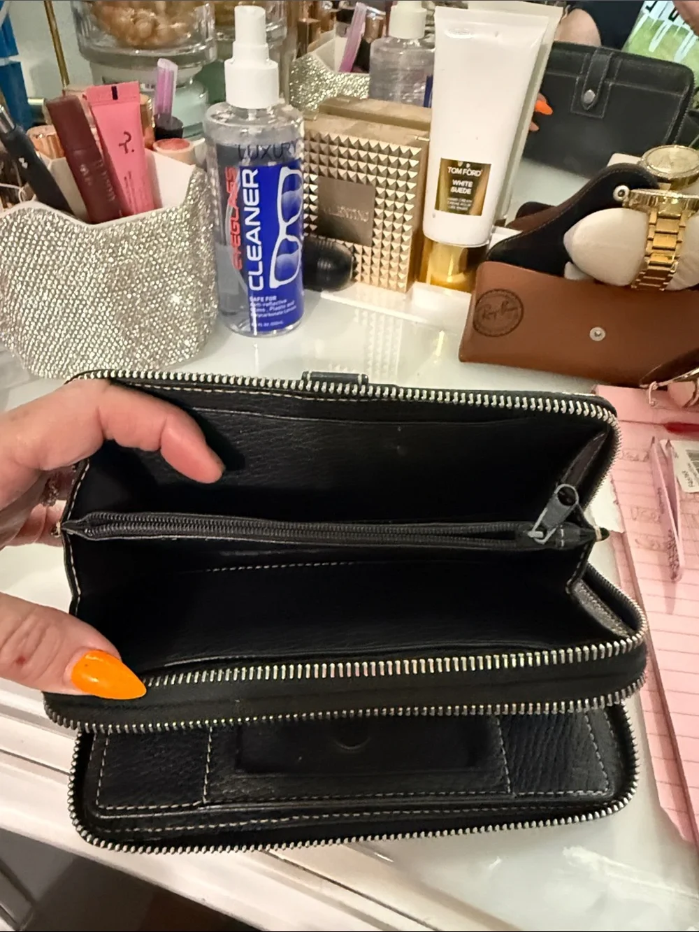 Dooney & Bourke Black Pebble Leather Zip-Around Wallet